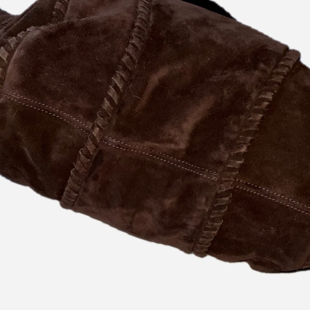 SALE ~ Vintage Kooba Hobo Suede Bag Dark Brown Suede Wide Shoulder Straps - Picture 13 of 16